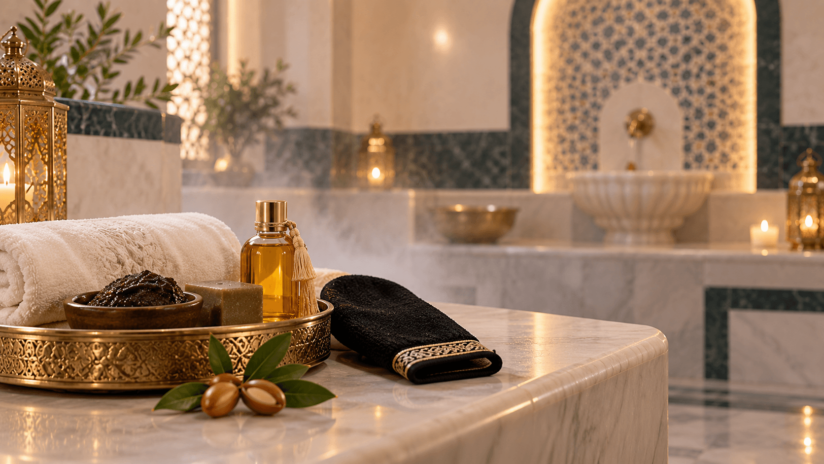 الحمام المغربي بالأعشاب العطرية